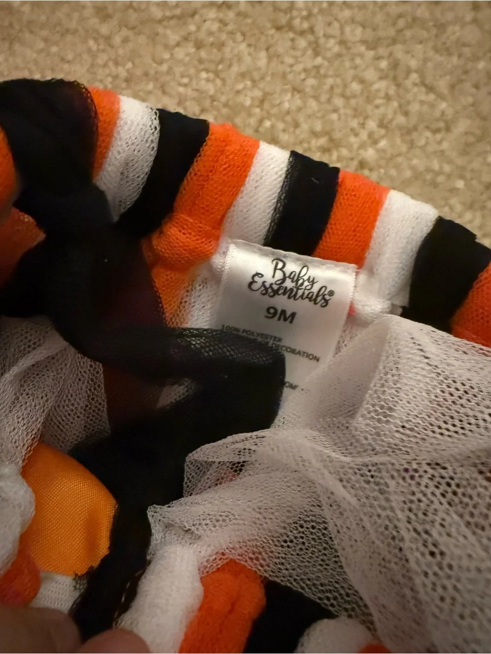 Baby Essentials Orange & Black Striped Tulle Tutu Set with Ruffle Leg Warmers